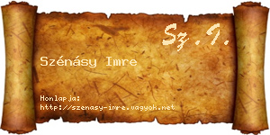 Szénásy Imre névjegykártya